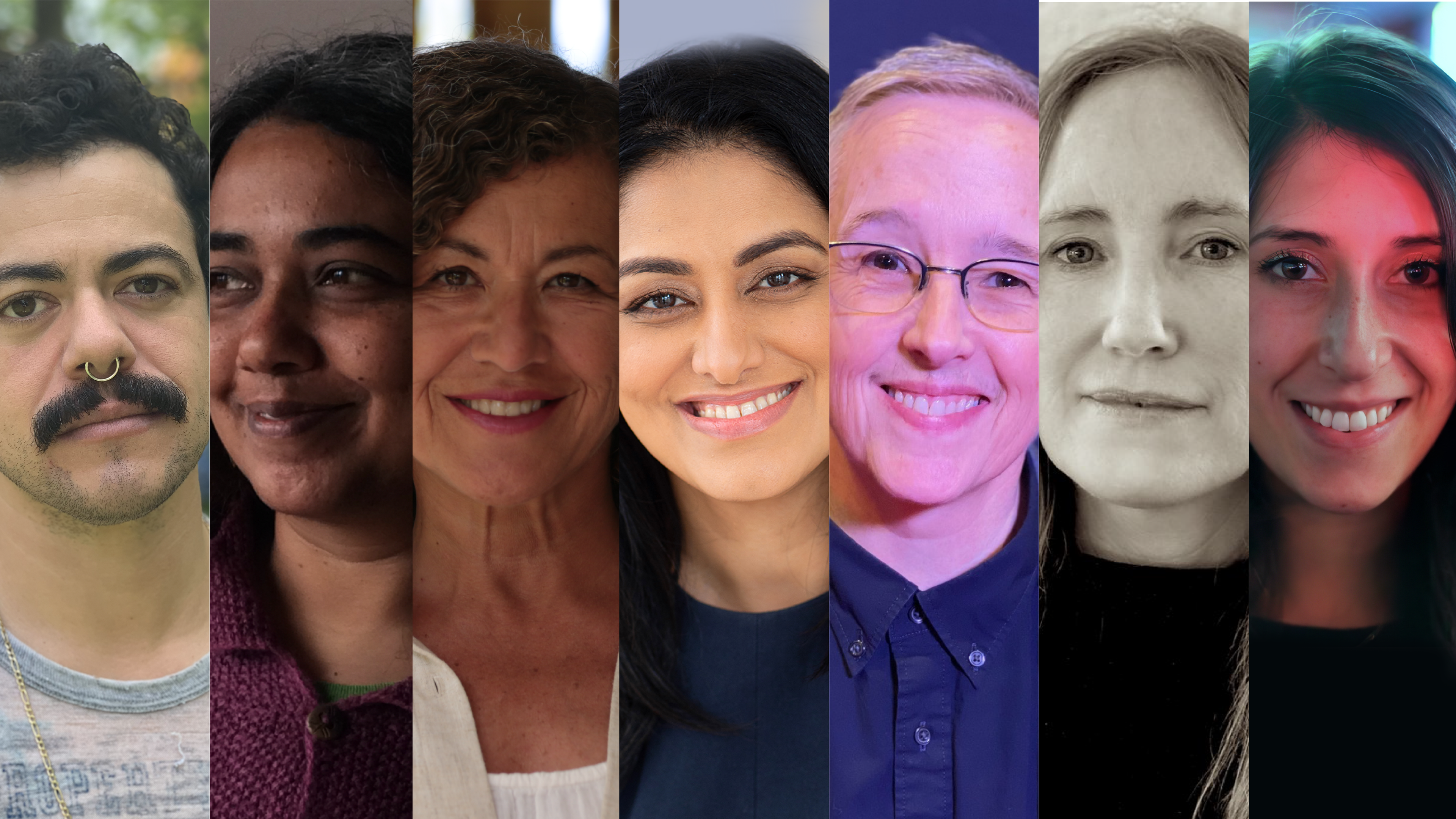 Collage with 7 CEA filmmakers