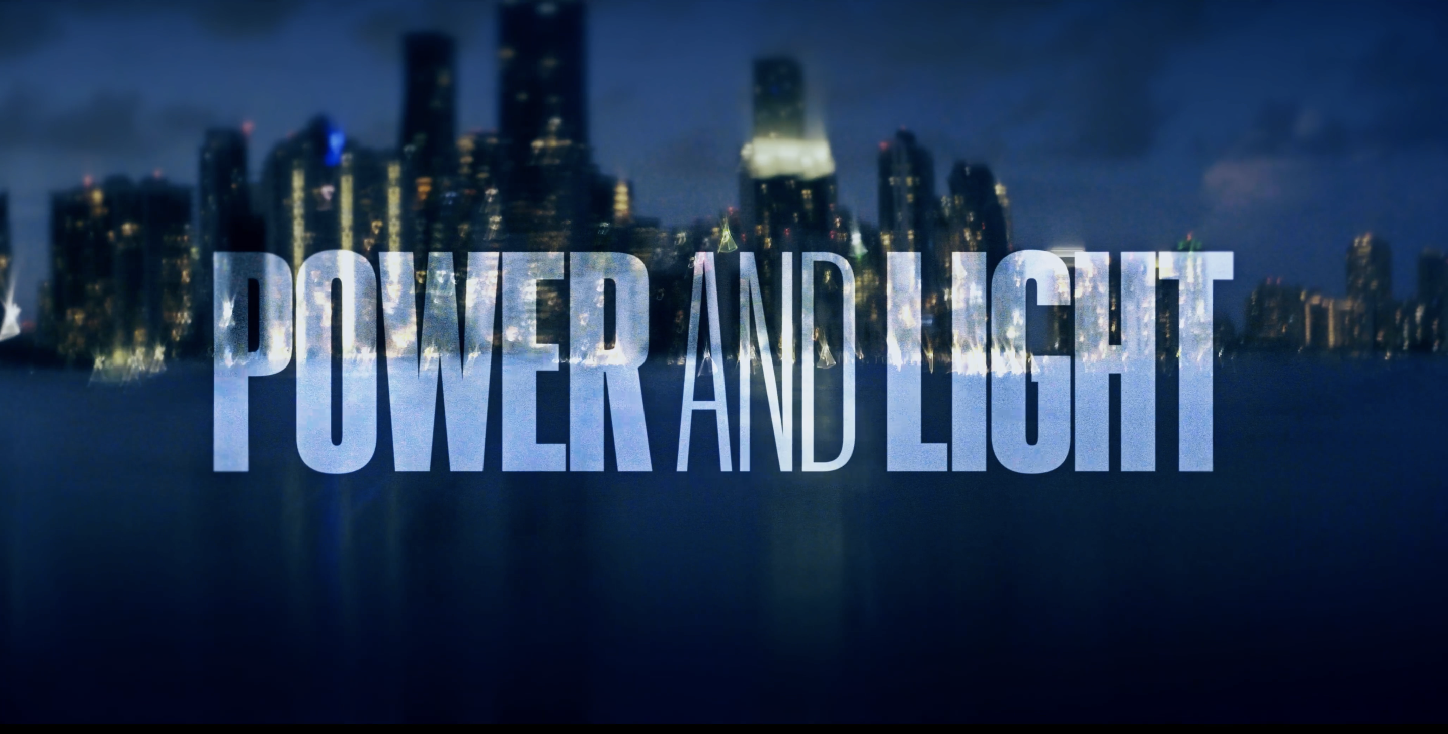 city skyline with words power and light.